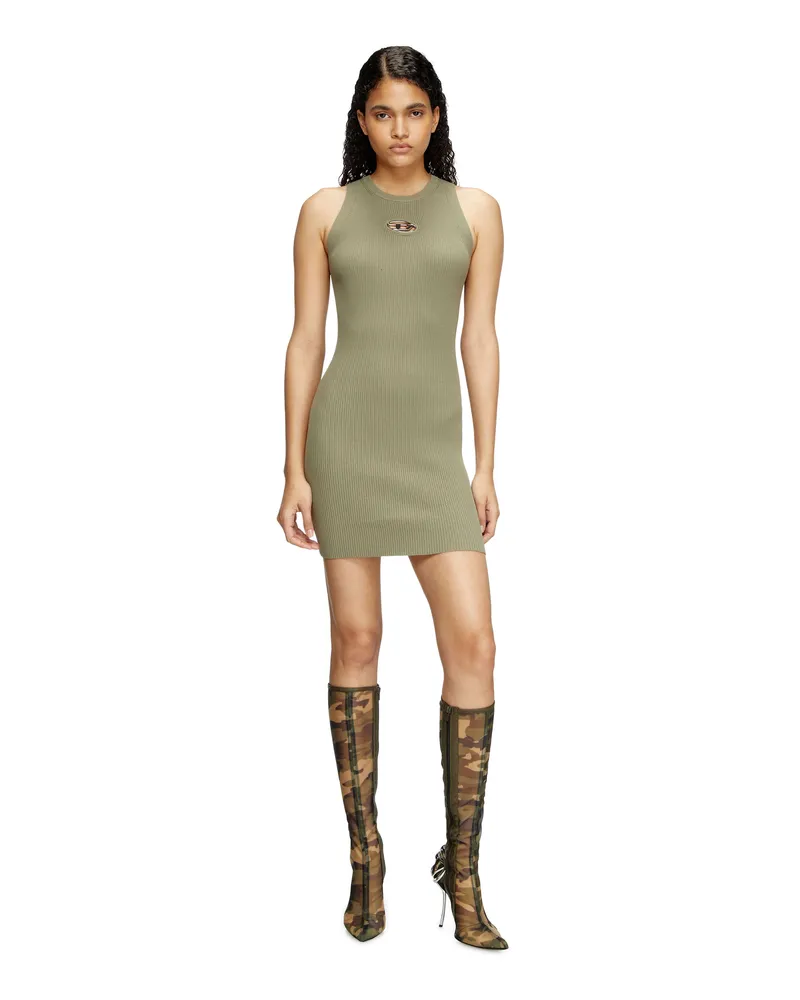Diesel Ärmelloses Kleid aus Rippstrick - Kleider - Damen - Grün Grün