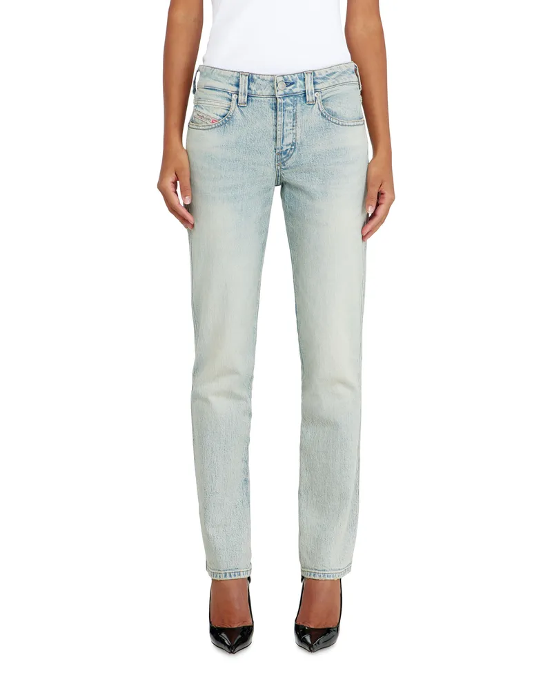 Diesel Slim Jeans Low Waist 1992 D-Jiann, Hellblau, Knopfverschluss Blau