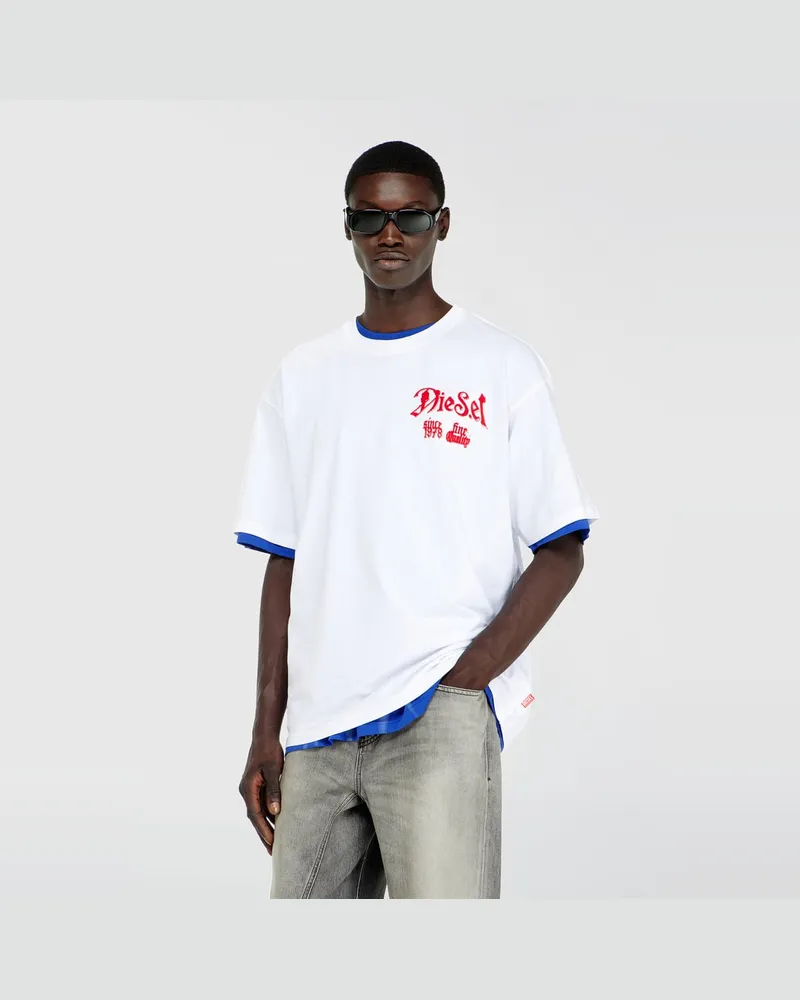 Diesel Baumwoll-T-Shirt mit Flock-Print - T-Shirts - Herren - Weiss Weiss