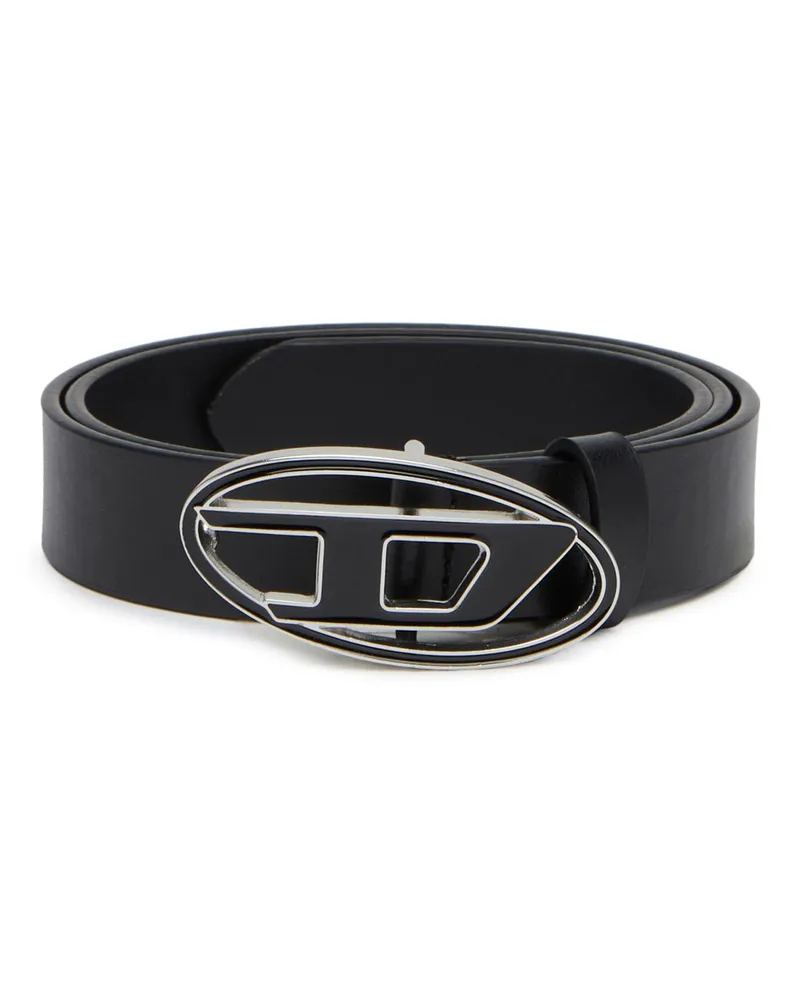 Diesel 2.4cm breiter Ledergürtel mit emaillierter ovaler D-Schnalle - Gürtel - Damen - Schwarz Schwarz