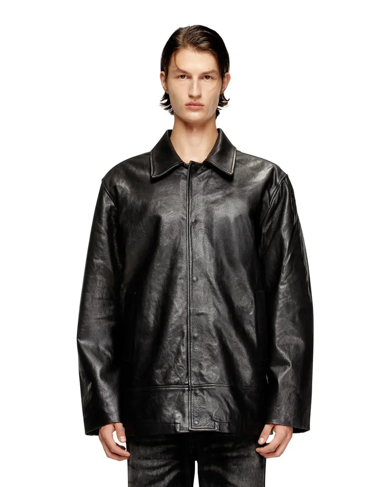 Diesel Gepolsterte Jacke aus Leder - Lederjacken - Herren - Schwarz Schwarz