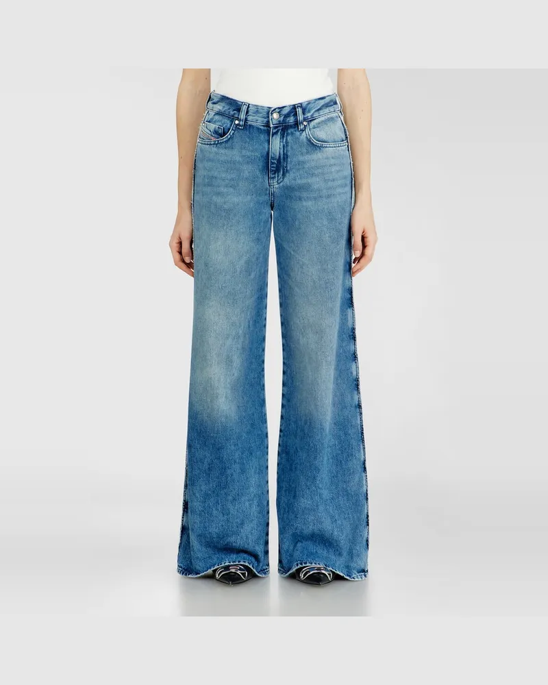 Diesel Flare Jeans Regular Waist 1978 D-Akemi, Mittelblau, Reißverschluss Blau