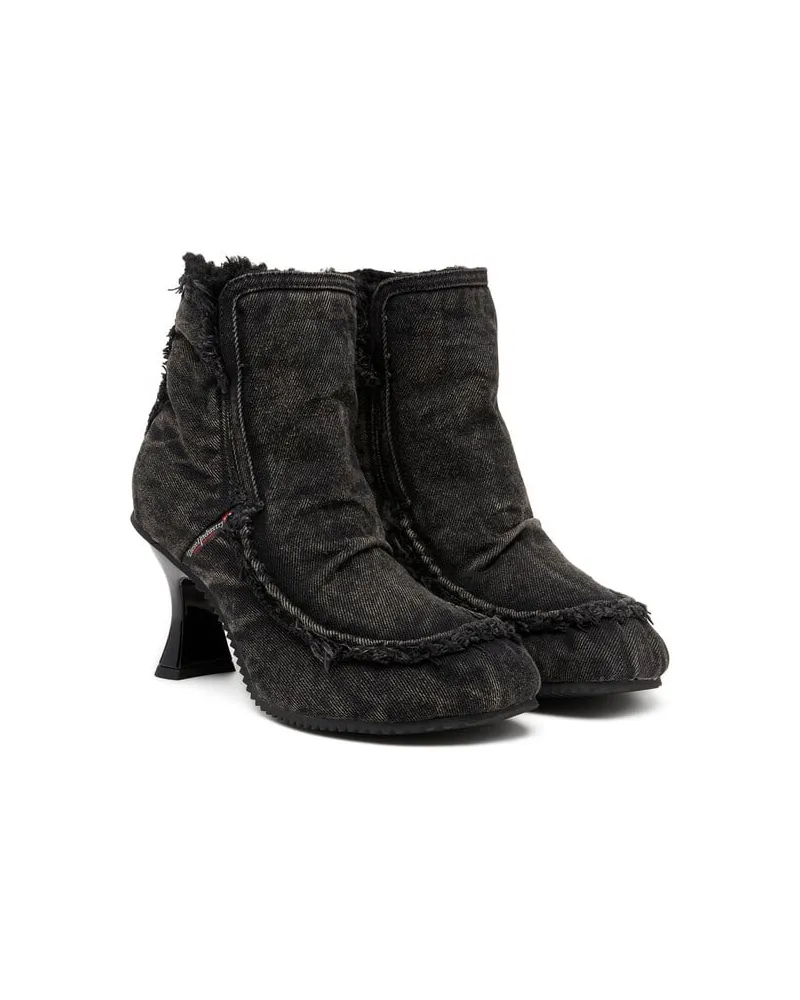 Diesel D-Woodstock - Stiefel aus Denim mit Absatz - Stiefeletten - Damen - Schwarz Schwarz