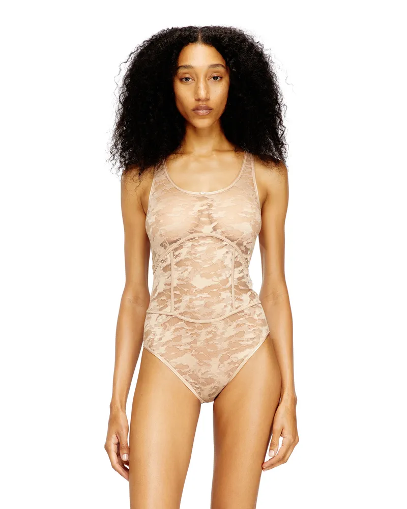 Diesel Nylon-Body mit Spitzenmuster - Bodys - Damen - Rosa Rosa