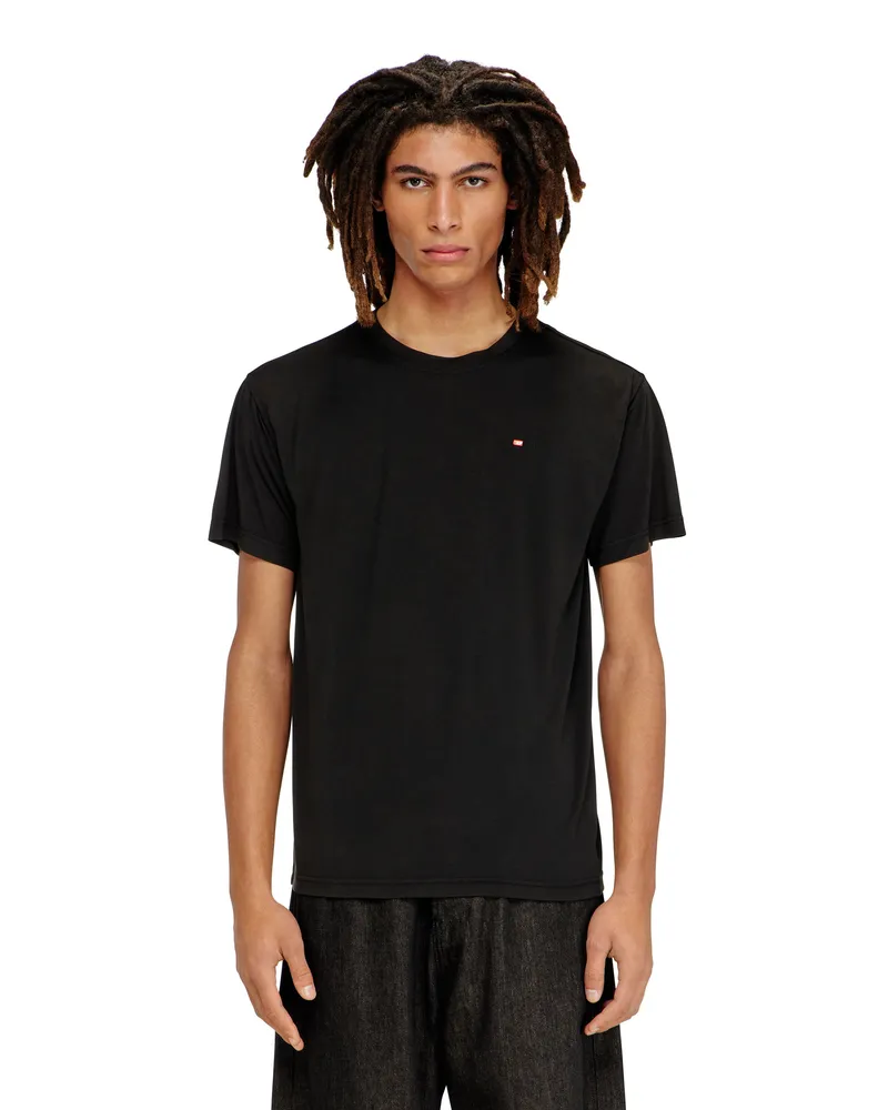 Diesel Fließendes T-Shirt mit Mikro-Stickerei - T-Shirts - Herren - Schwarz Schwarz