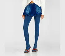 Kurzer Bubble-Rock aus Samt-Denim - Röcke - Damen - Blau