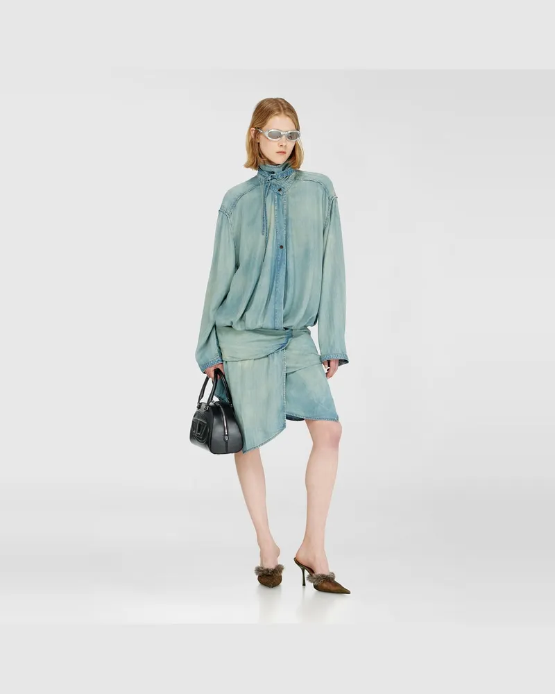 Diesel Oversized draped denim Hemdkleid - Kleider - Damen - Blau Blau