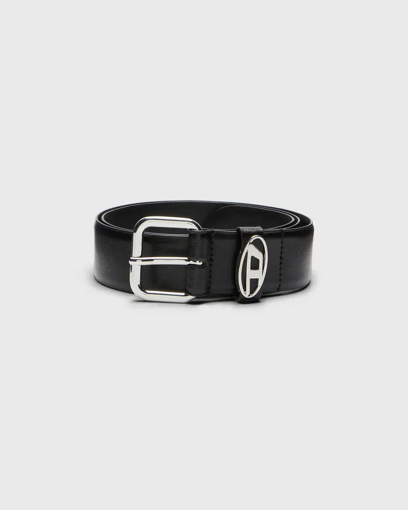 Diesel 3.9cm Gürtel aus Leder mit Logo-Plakette - Gürtel - Unisex - Schwarz Schwarz