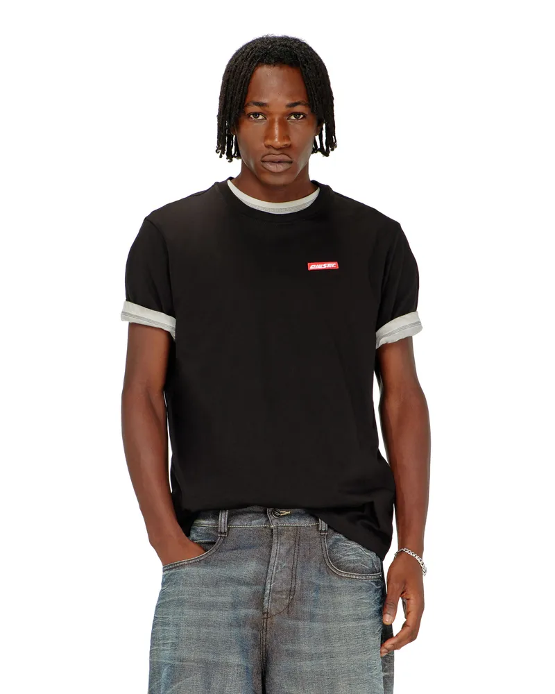 Diesel T-Shirt aus Baumwolle mit Logo patch - T-Shirts - Herren - Schwarz Schwarz