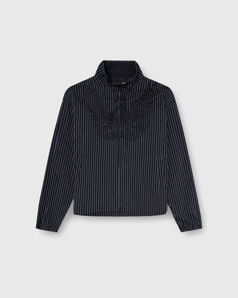 Diesel Nylon-Pinstripe-Jacke mit Phoenix-Stickerei - Jacken - Herren - Schwarz Schwarz