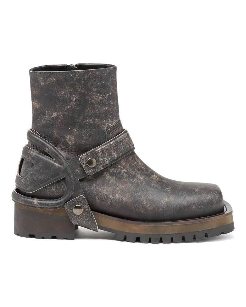 Diesel D-Texan-Riemen-Boots aus Distressed-Leder - Stiefel und Stiefeletten - Herren - Braun Braun
