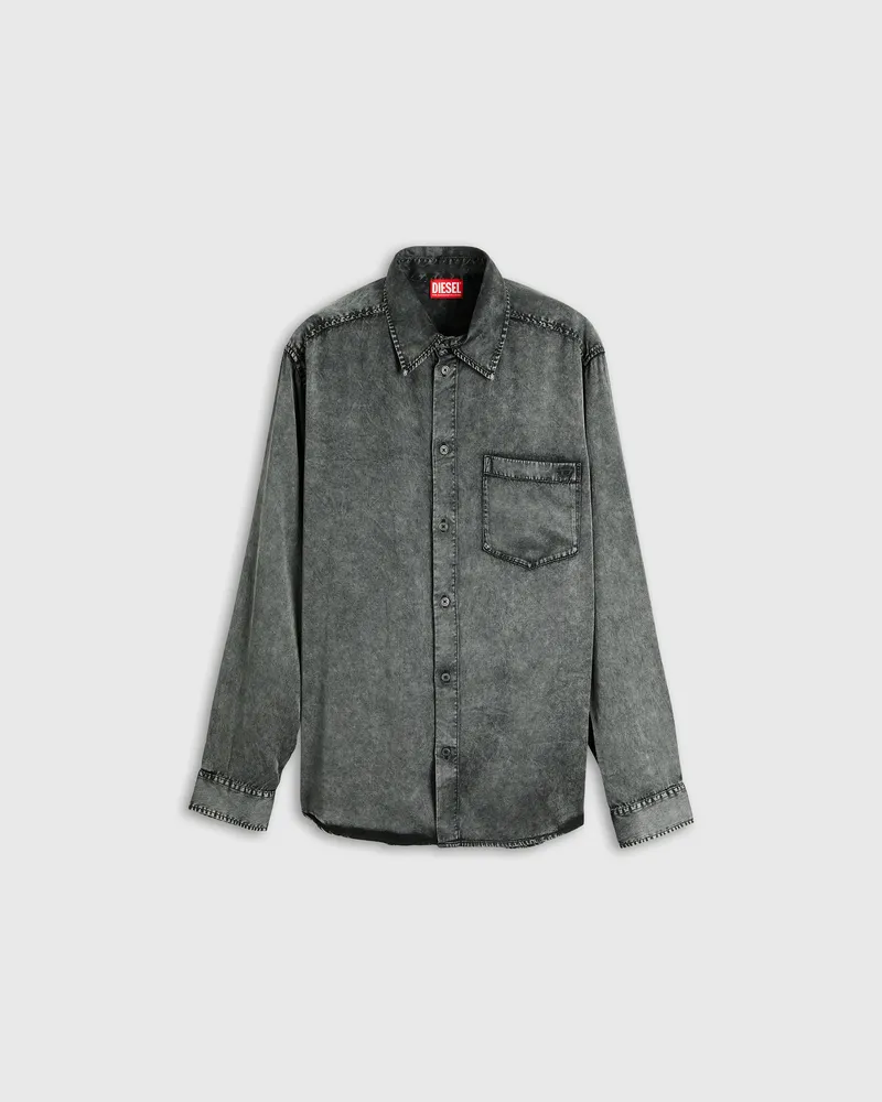 Diesel Fließendes Hemd aus Viskose in Denim-Optik - Hemden - Herren - Schwarz Schwarz