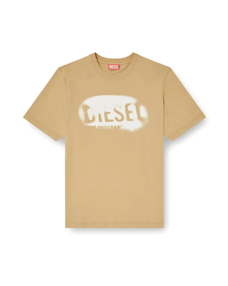 Diesel Leichtes Baumwoll-T-Shirt mit verblasstem Logo - T-Shirts - Herren - Beige Beige