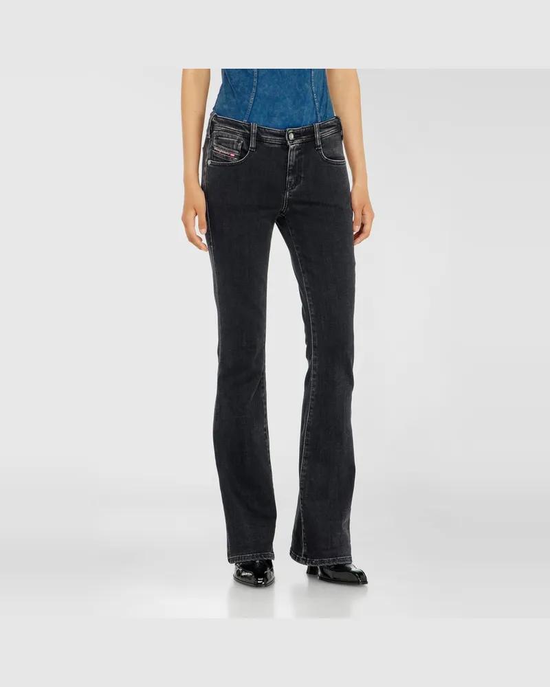 Diesel Bootcut Jeans Low Waist 1969 D-Ebbey, Schwarz/Dunkelgrau, Reißverschluss Schwarz