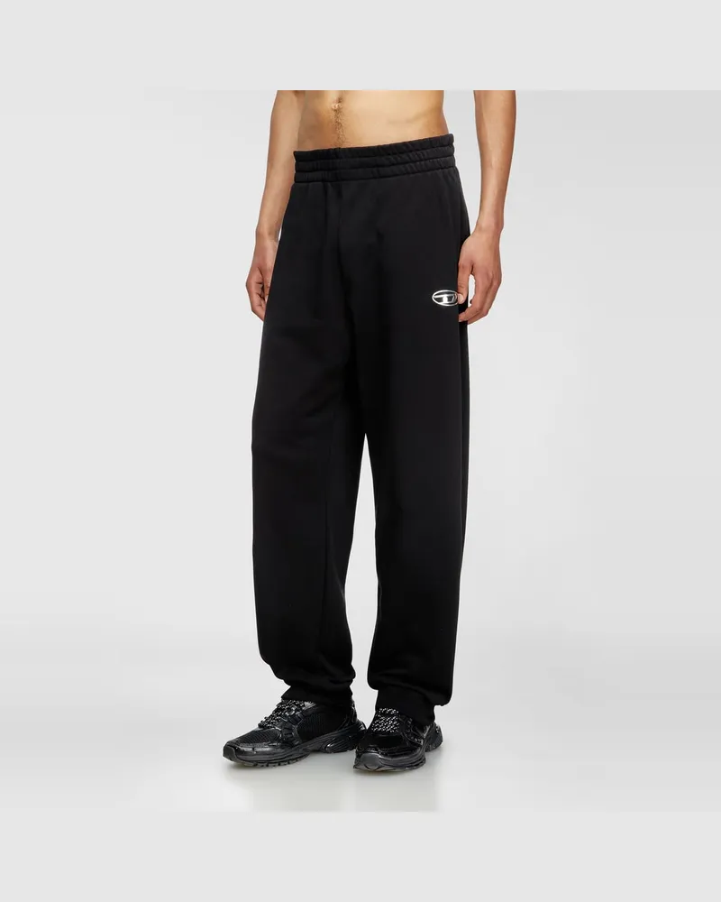 Diesel Sweathose mit Oval D-Logo mit Metall-Effekt - Hosen - Herren - Schwarz Schwarz