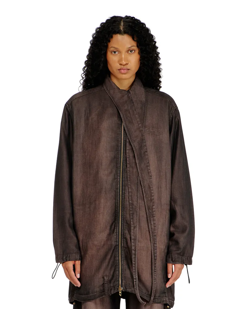 Diesel Leichte Jacke aus fließendem beschichtetem Denim - Denim jacken - Damen - Braun Braun