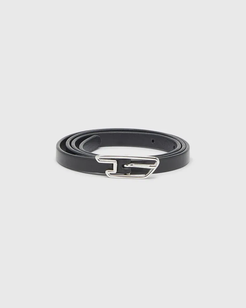 Diesel 1,5 cm Gürtel aus Pull-up-Leder mit D-Schnalle - Gürtel - Damen - Schwarz Schwarz