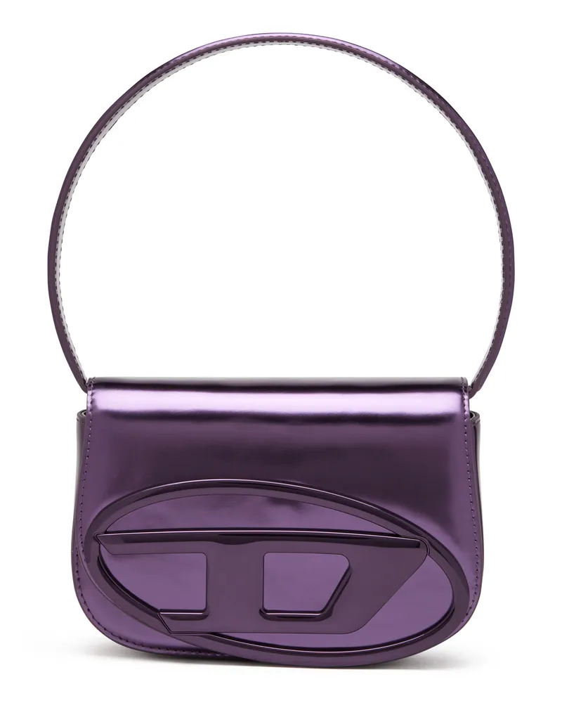 Diesel 1DR-Ikonische Schultertasche aus Spiegel-Leder - Schultertaschen - Damen - Violett Violett