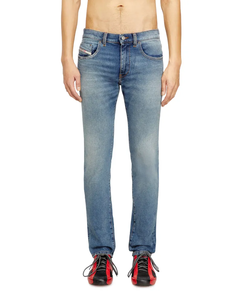 Diesel Slim Jeans Regular Waist 2019 D-Strukt, Mittelblau, Reißverschluss Blau