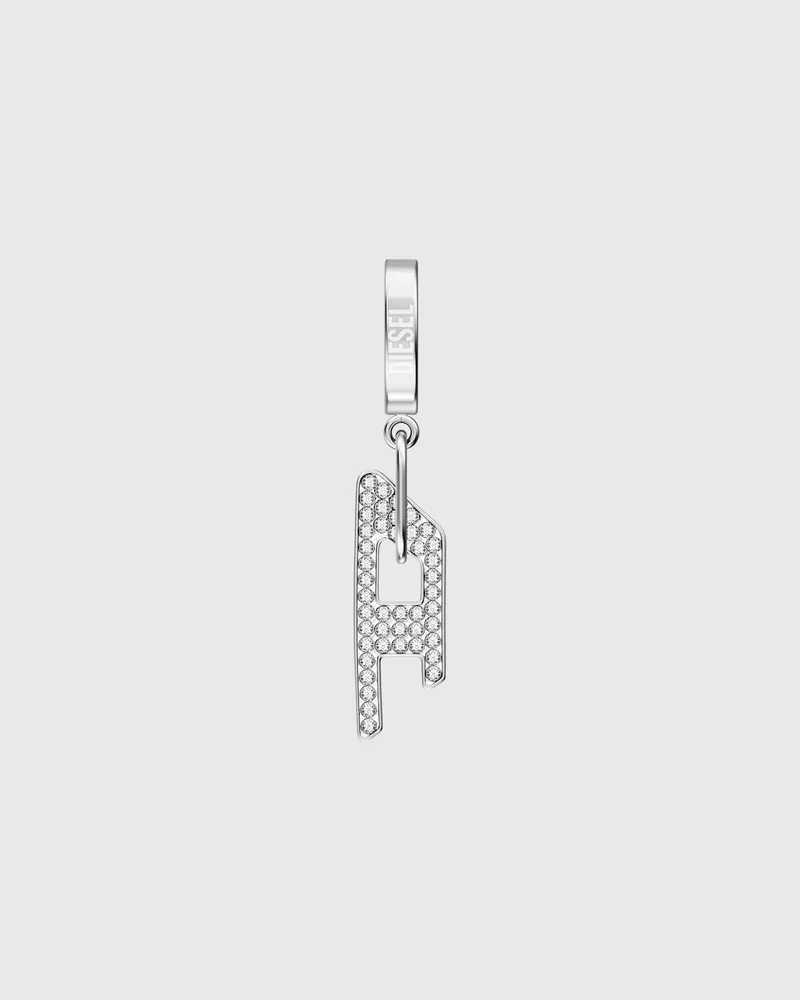 Diesel Ohrhänger aus Edelstahl mit Glitzereffekt und D-Anhänger - Ohrringe - Unisex - Silber Silber