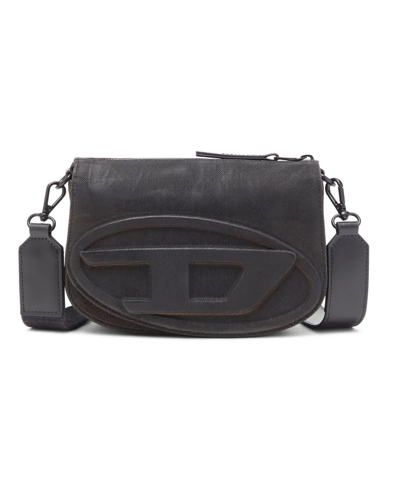 Diesel 1DR-Camera Bag aus beflocktem Denim - Schultertaschen - Herren - Schwarz Schwarz