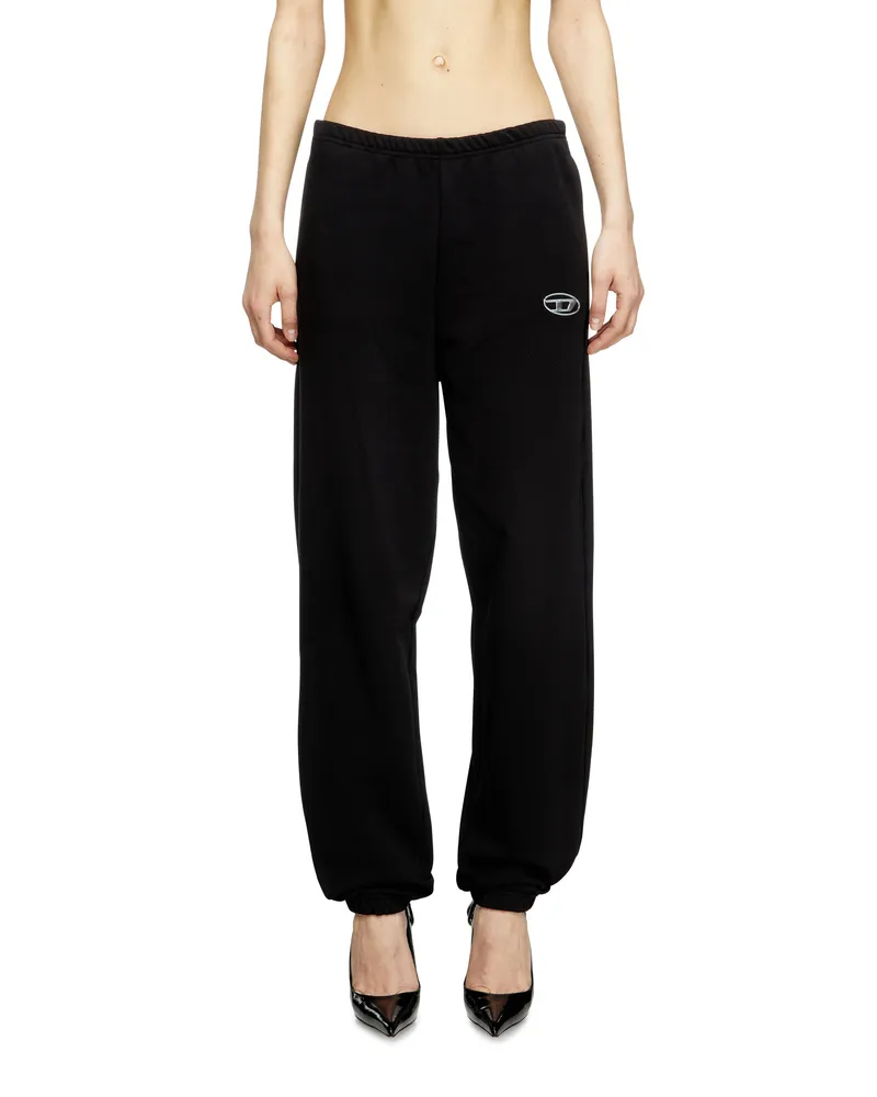 Diesel Sweathose mit Oval D-Logo mit Metall-Effekt - Hosen - Damen - Schwarz Schwarz