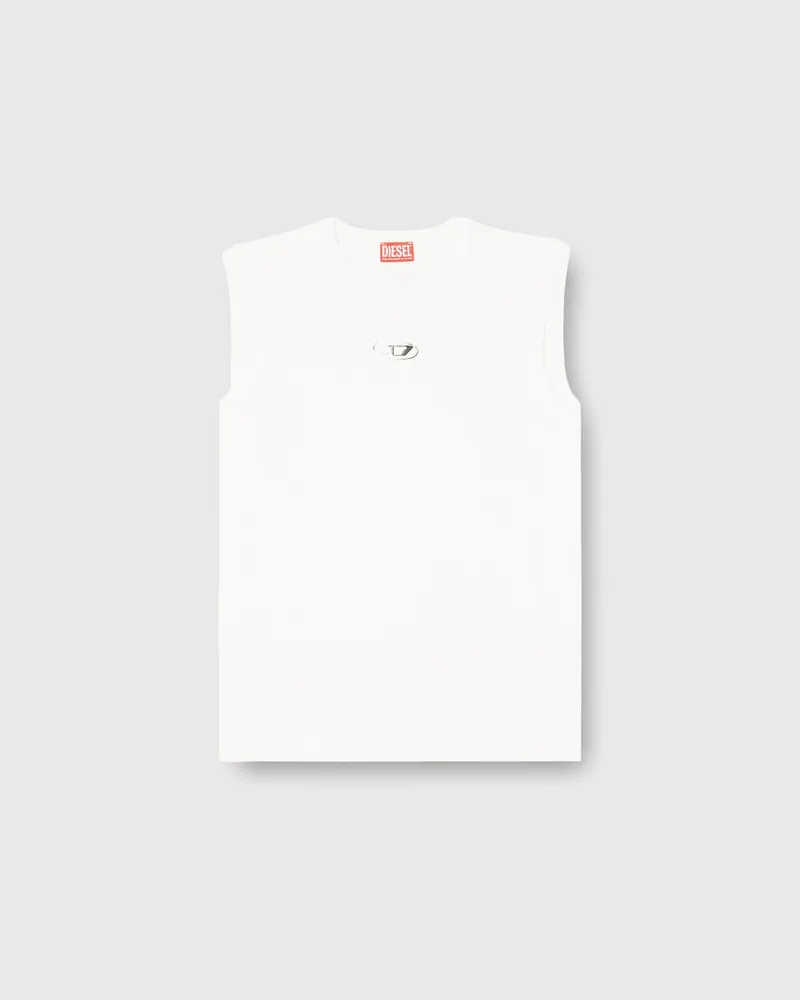 Diesel Baumwoll-Tanktop mit ovalem D-Logo in Metallic-Optik - T-Shirts - Herren - Weiss Weiss