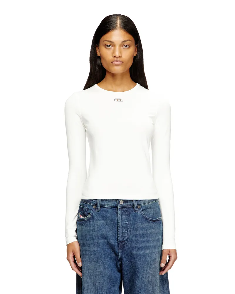 Diesel Baumwollpullover mit Oval-D-Logo - T-Shirts - Damen - Weiss Weiss