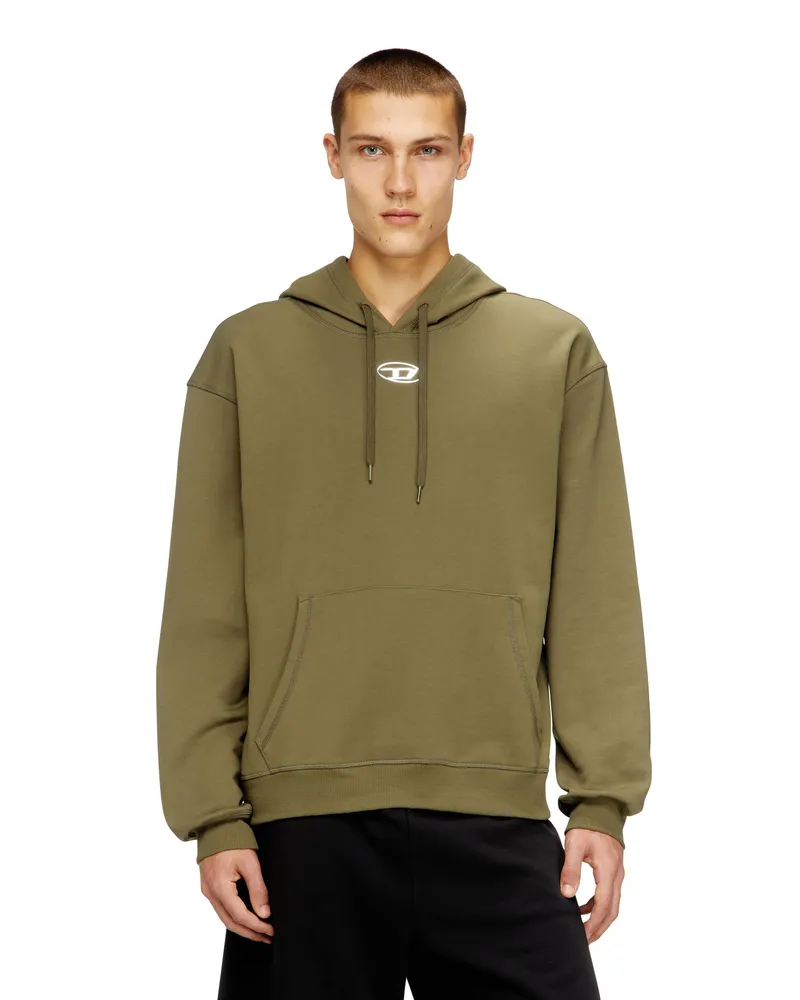 Diesel Baumwoll-Hoodie mit metallischem Oval D - Sweatshirts - Herren - Grün Grün