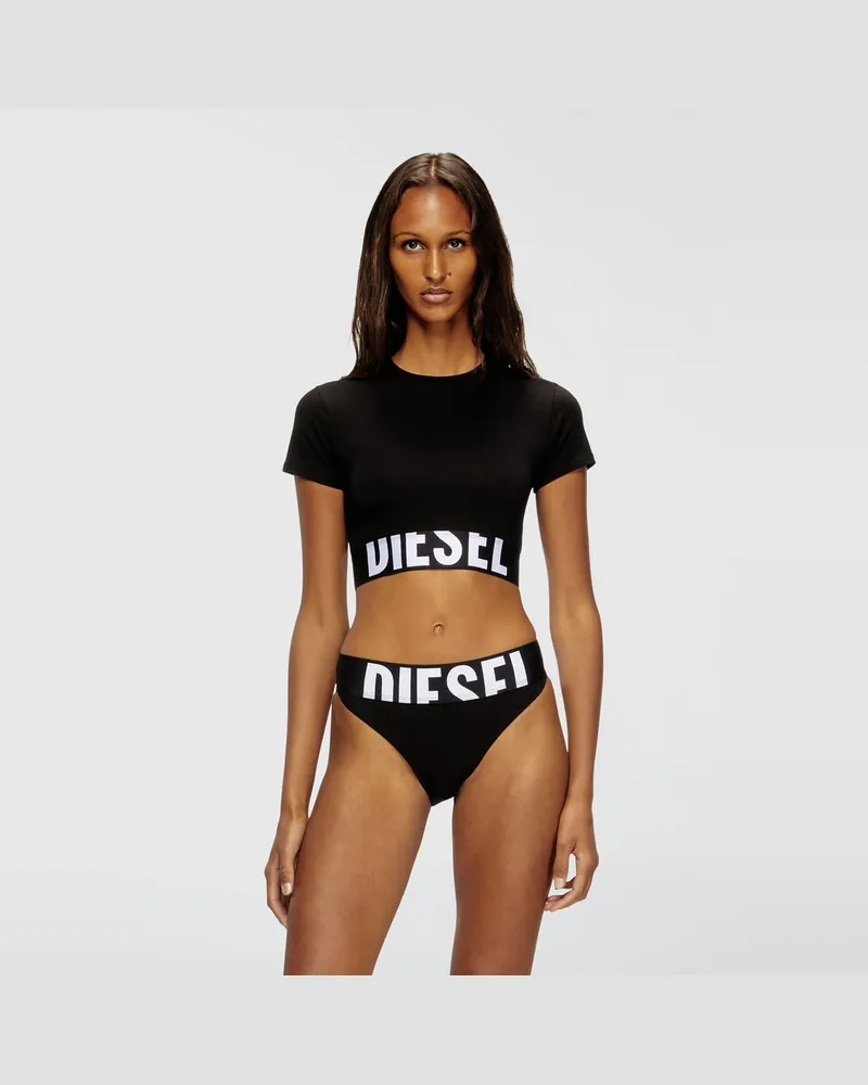 Diesel Sportliches verkürztes Top mit Logo-Band - Oberteile - Damen - Schwarz Schwarz