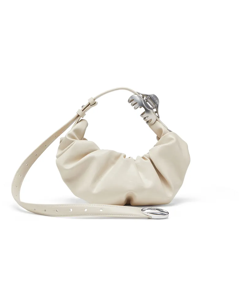 Diesel Grab-D-Small Hobo-Tasche mit gerafftem Design - Schultertaschen - Damen - Weiss Weiss