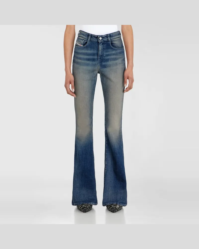 Diesel Bootcut Jeans High Waist 1973 D-Partt, Dunkelblau, Reißverschluss Blau