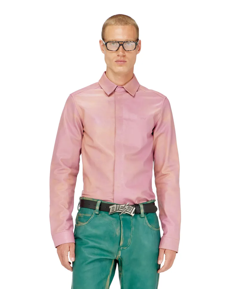 Diesel Hemd aus behandeltem Leder - Hemden - Herren - Rosa Rosa