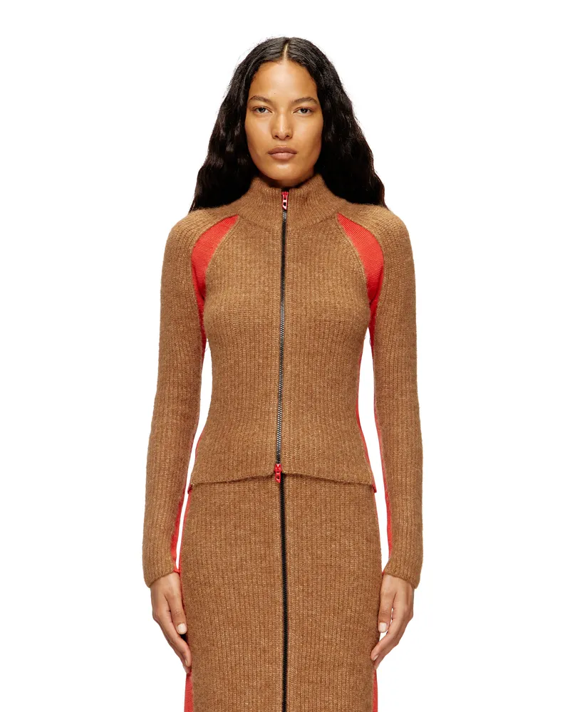 Diesel Strickjacke aus Alpakamischung mit kontrastierenden Einsätzen - Strickwaren - Damen - Braun Braun