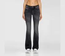 Bootcut Jeans Low Waist 1969 D-Ebbey, Schwarz/Dunkelgrau, Reißverschluss