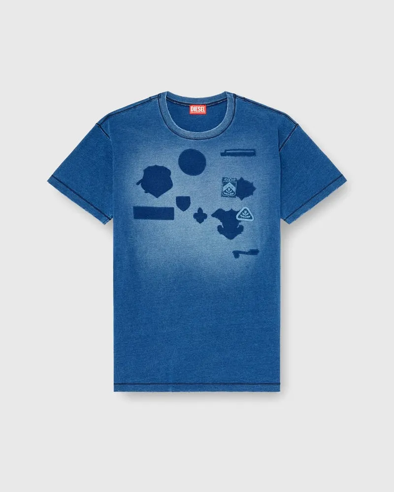 Diesel T-shirt mit patches mit schatteneffekt - T-Shirts - Herren - Blau Blau