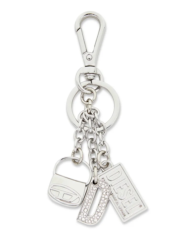 Diesel Schlüsselring aus Metall mit Logo-Charms - Charms und Schlüsselanhänger - Damen - Silber Silber
