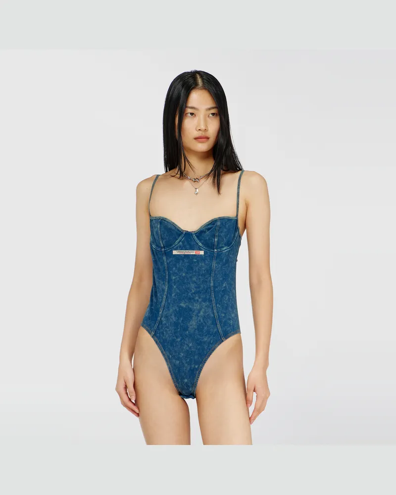 Diesel Body mit denim-effekt und cut-out am Rücken - Bodys - Damen - Blau Blau
