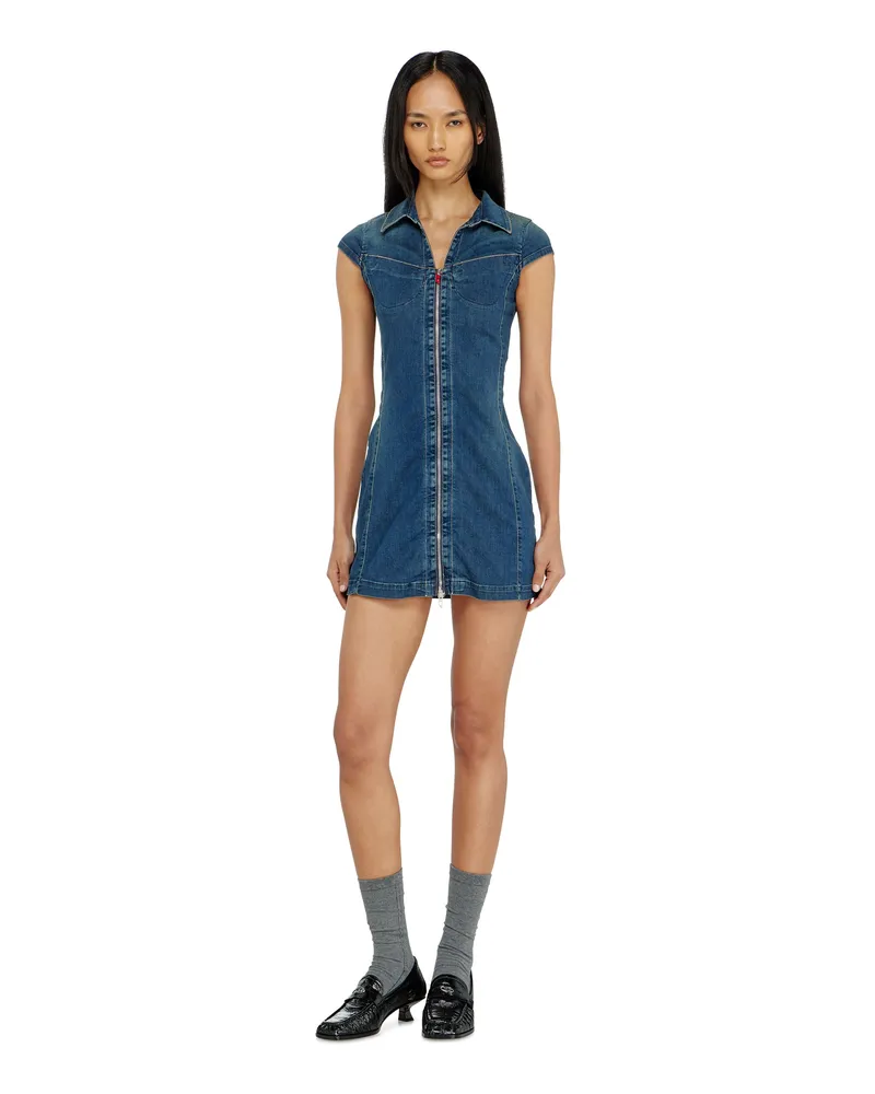 Diesel Jeanshemdkleid mit durchgehendem zip - Kleider - Damen - Blau Blau