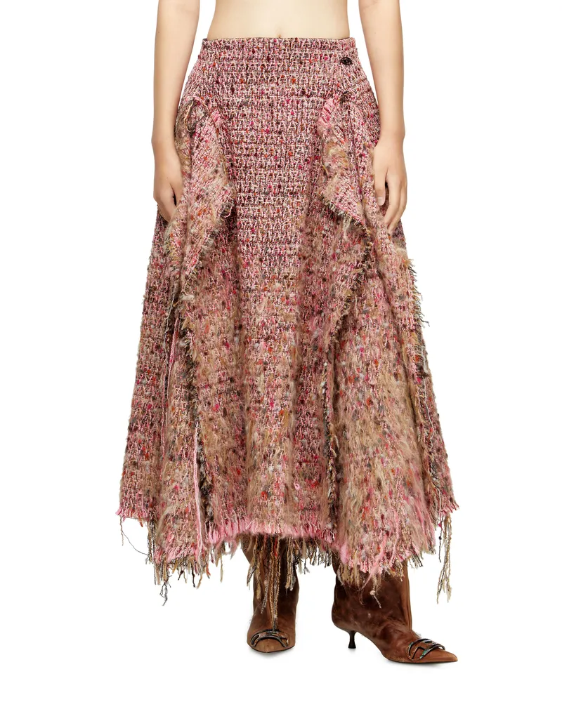 Diesel Gebürsteter Bouclé-Rock mit ausgefranstem Saum - Röcke - Damen - Rosa Rosa