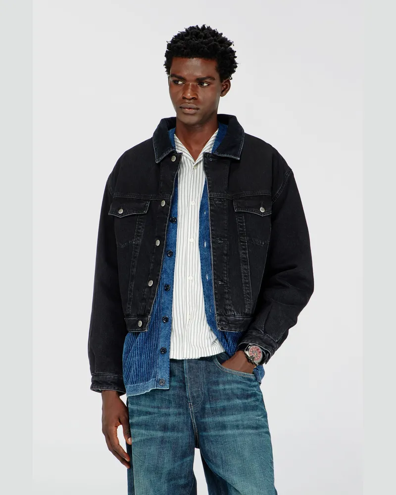 Diesel Gesteppte Truckerjacke aus Denim - Denim jacken - Unisex - Schwarz Schwarz