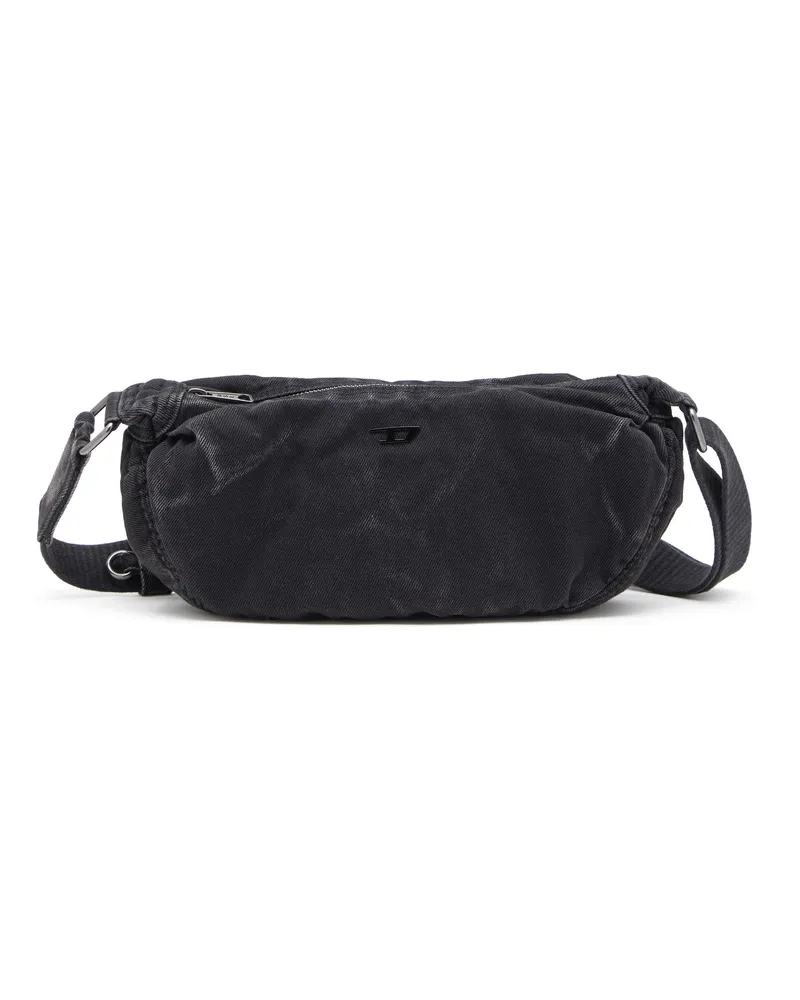 Diesel Rave-Kleine Crossbody-Tasche aus verblasstem Denim - Schultertaschen - Herren - Schwarz Schwarz