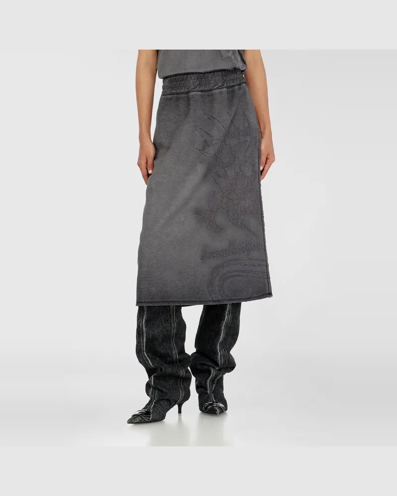 Diesel Fleece-Midirock mit Dévoré-Print - Röcke - Damen - Grau Grau