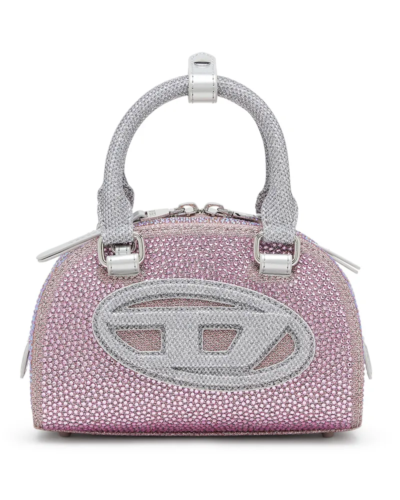 Diesel 1DR Dome - Kleine-Crossbody-Bag aus Crystal Lurex - Schultertaschen - Damen - Rosa Rosa