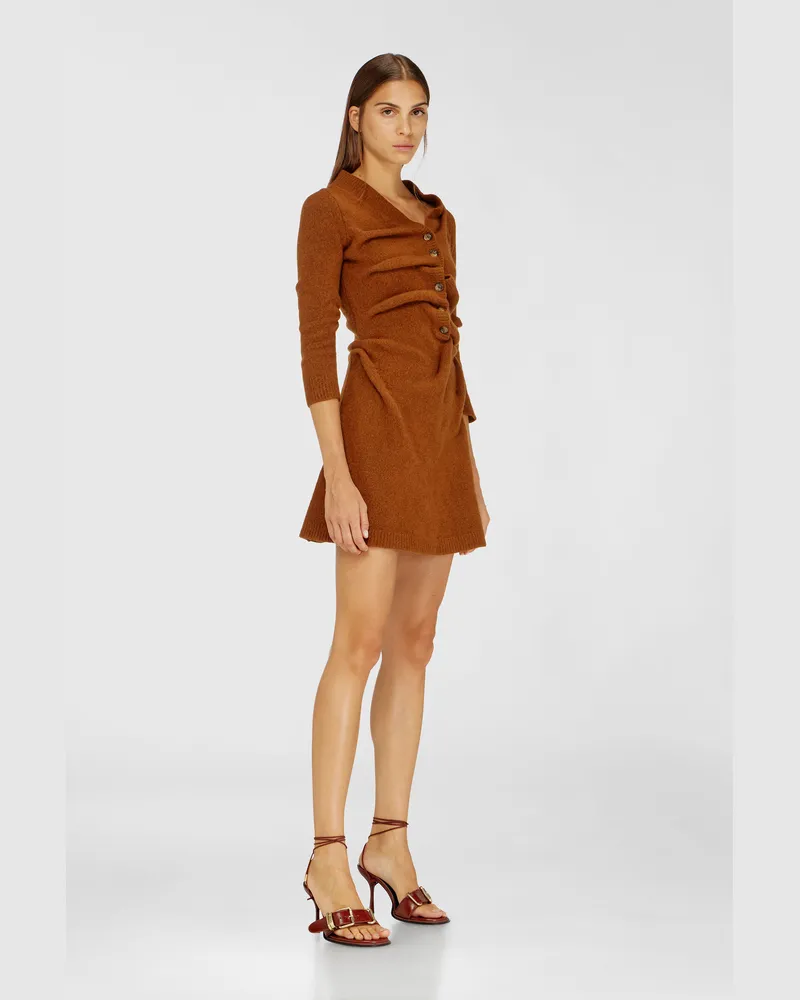 Diesel Kurzes Cardigan-Kleid aus gekochtem, geknittertem Strick - Kleider - Damen 