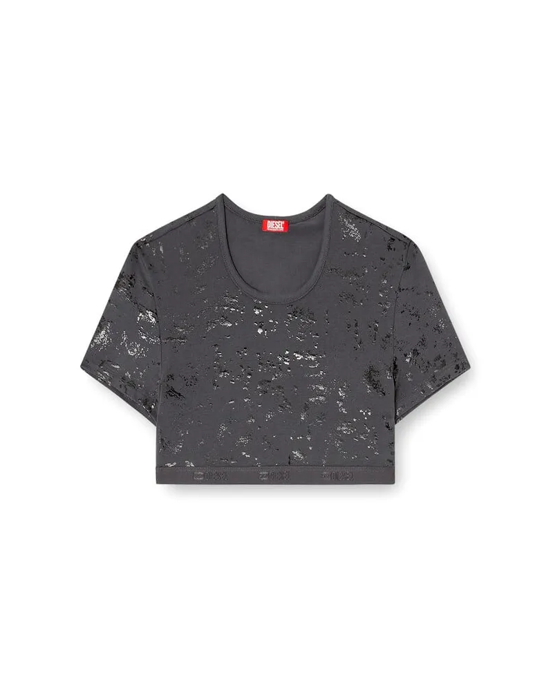 Diesel Bauchfreies T-Shirt mit Metallic-Effekt - Oberteile - Damen - Grau Grau