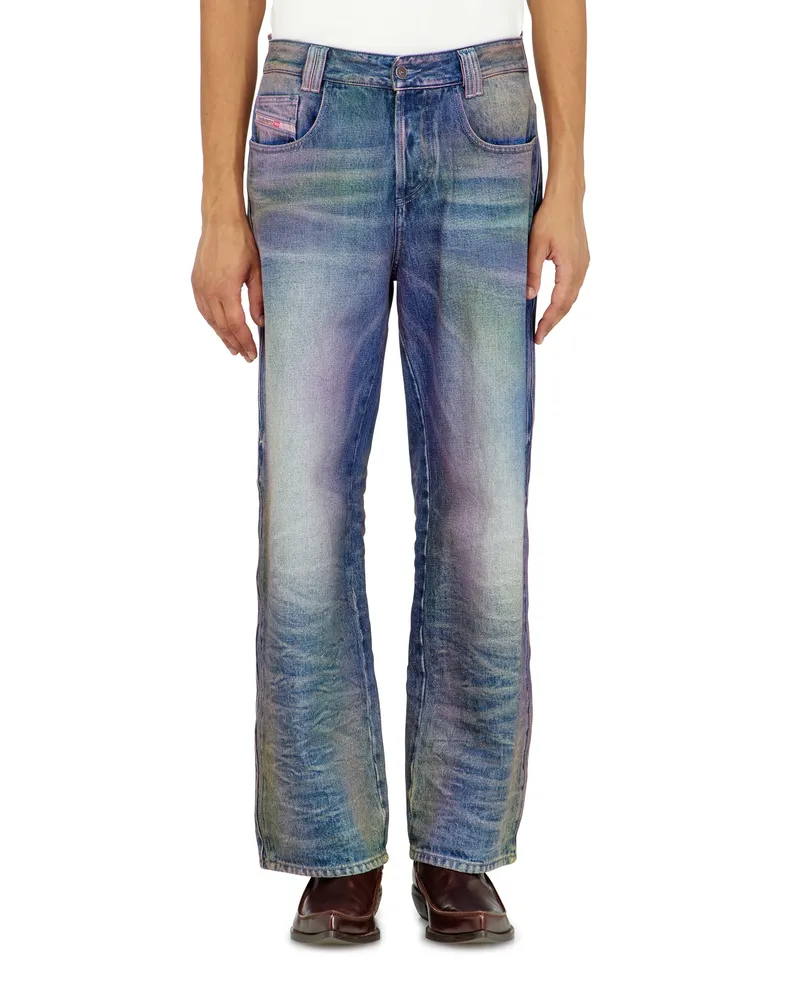 Diesel Relaxed Jeans High Waist 1982 D-Hakou, Farbig, Knopfverschluss Blau