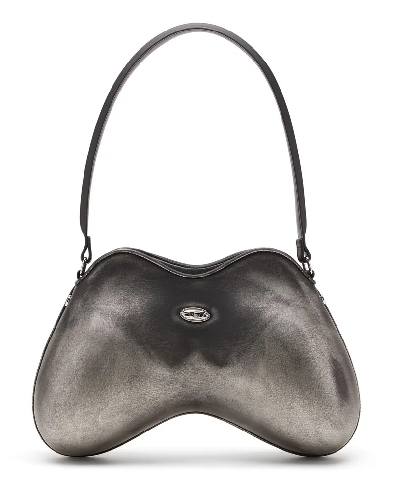 Diesel Double-D-Feste Schultertasche aus gebürstetem PU - Schultertaschen - Damen - Schwarz Schwarz