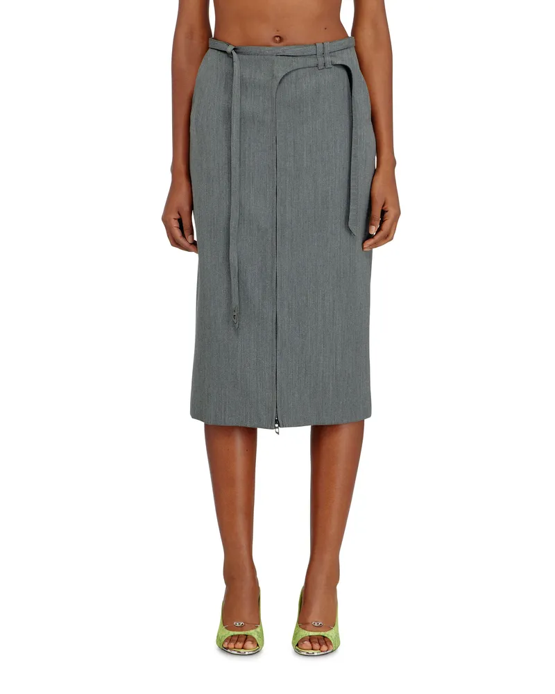 Diesel Maßgeschneiderter Midirock im Bleistiftschnitt mit Biker-Riemen - Röcke - Damen - Grau Grau