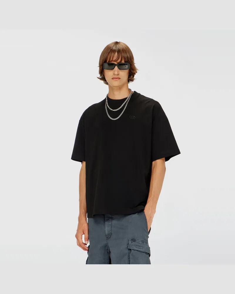 Diesel T-Shirt mit großer Oval D-Stickerei - T-Shirts - Herren - Schwarz Schwarz
